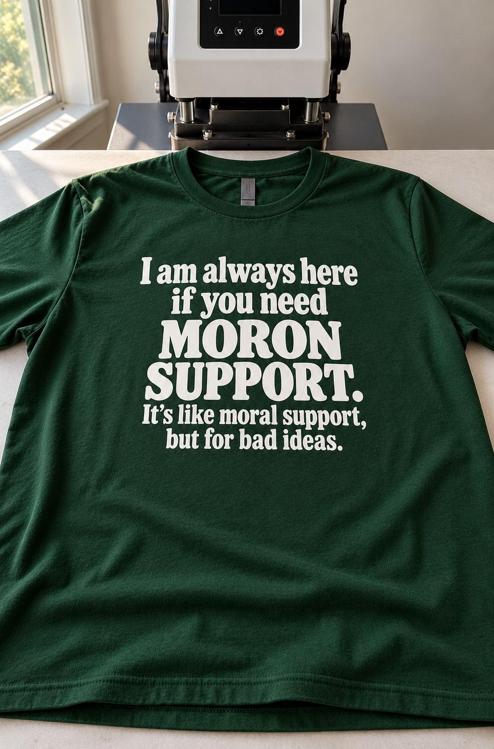 I Am Always Here If You Need Moron Support. It's Like Moral Support But For Bad Ideas T-Shirt