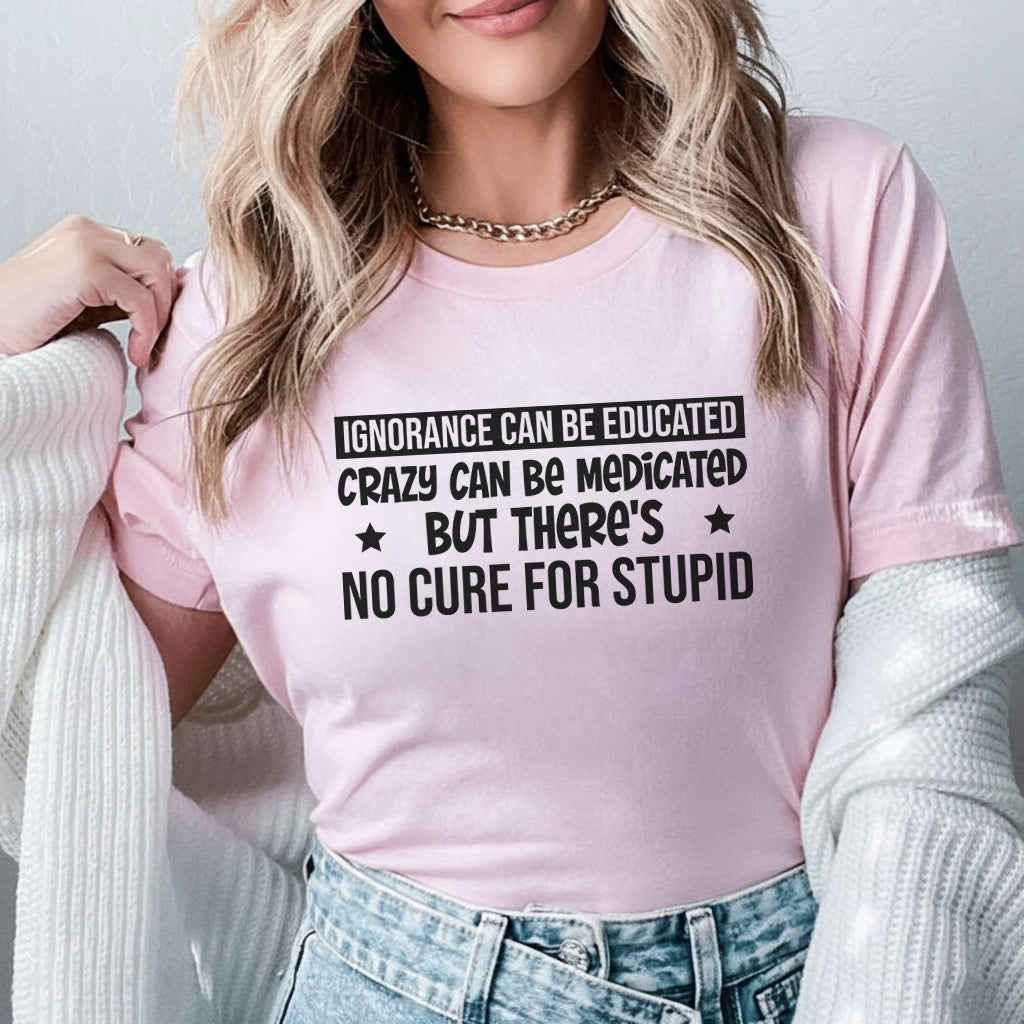 Ignorance Can Be Educated, Crazy Can Be Medicated But There’s No Cure for Stupid T-Shirt